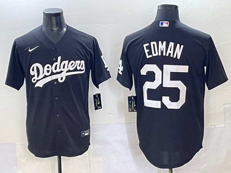 Men Los Angeles Dodgers #25 Edman black Nike MLB jersey style 9->los angeles dodgers->MLB Jersey